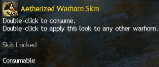 MMOJUGG Guild Wars 2 US Aetherized Warhorn Skin Details View of Item Function and Use